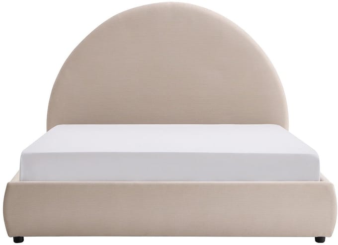 Vente-unique Bed met opbergruimte fluweel beige 180 x 200 cm (Super King Size Bed)