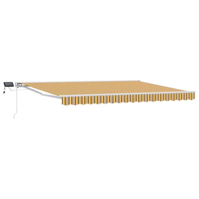 vidaXL - Handbediende - luifel - met - LED's - Geel, - Grijs - en - Wit - 4 - × - 3 - m