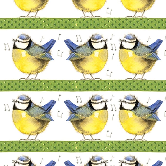 Alex Clark BLUE TIT FOLDED GIFTWRAP - Cadeauverpakking met labels Vogels