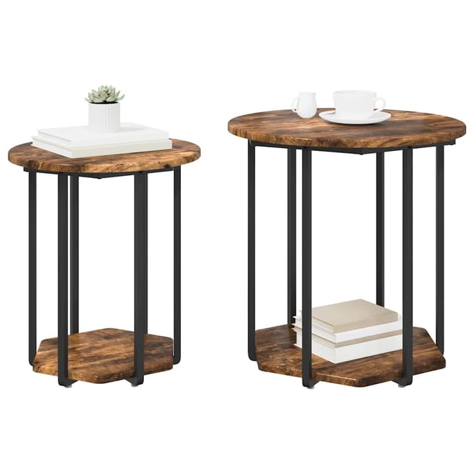 vidaXL - Bijzettafelset - 2 - st - Bruin - 50 - x - 50 - x - 50,5 - cm