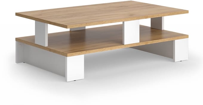 Vicco Belina Salontafel – 80 x 50 cm met twee niveaus Eik goud/wit