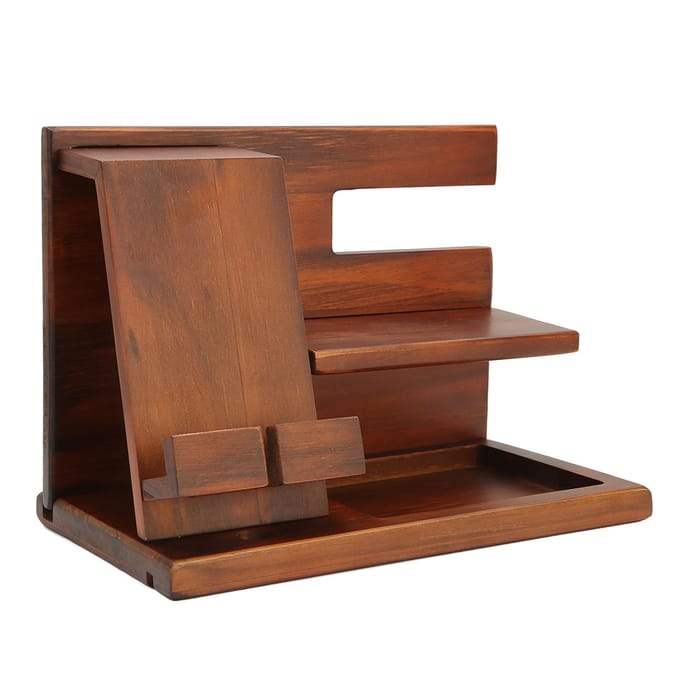 Telefoon Docking Station Hout Multifunctioneel Sleutel Portemonnee Standaard Bril Opberg Houder voor Bureau brown