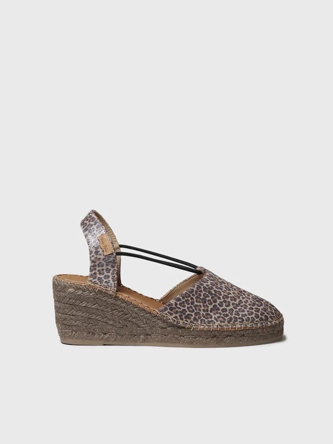 Espadrille met sleehak en dierenprint | TELMA-LE