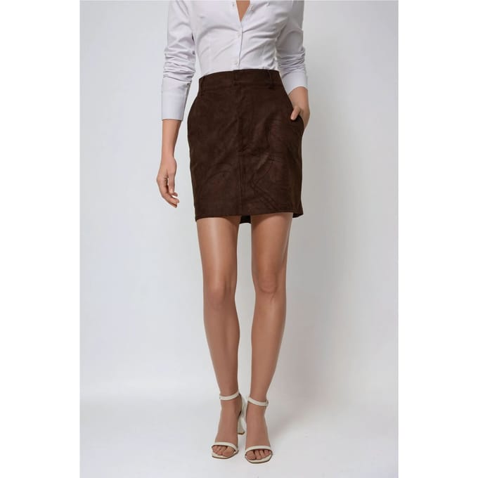 Hoge Taille Faux Suède Mini Rok
