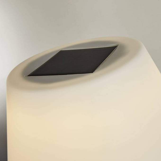 Searchlight Venice I LED tafellamp op zonne-energie, IP44, wit/zilver