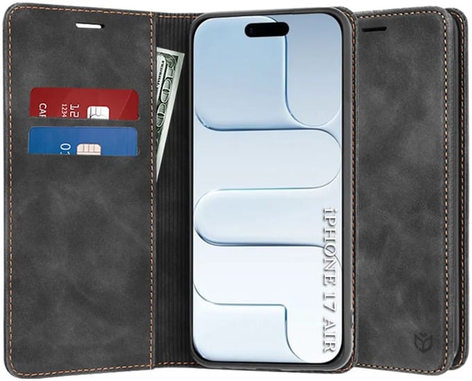 Hoesje geschikt voor Apple iPhone Air - Techsuit Confy Book Wallet Case - Zwart