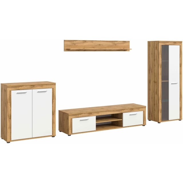 Jam woonkamercombinatie wit melamine Wotan eiken NB - 35x330x159cm