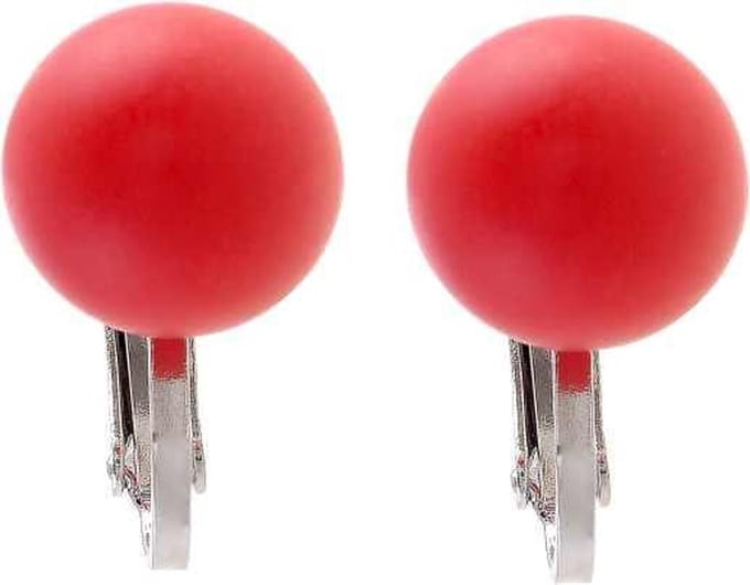 Behave - Clip oorbellen met matte kraal rood - Retro fashion statement