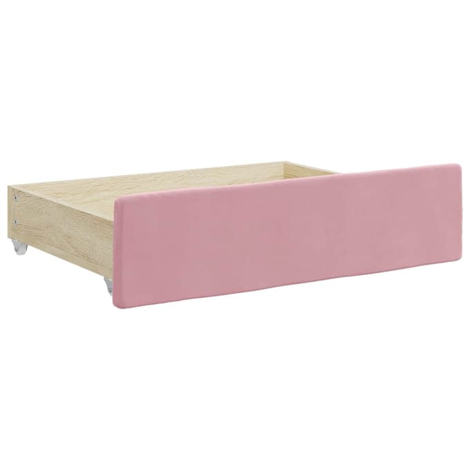 vidaXL - Bedlades - 2 - st - bewerkt - hout - en - fluweel - roze
