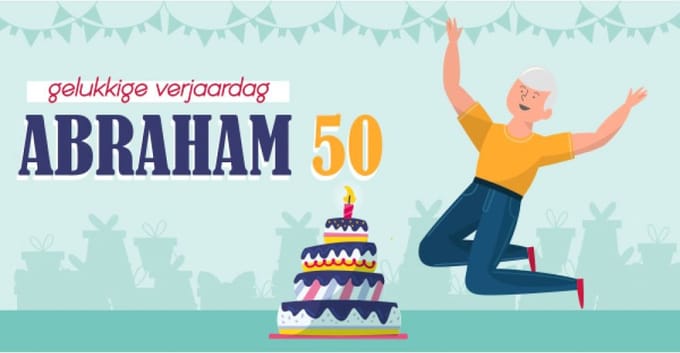 Gelukkige Verjaardag Abraham 50 Versiering Spandoek 50x100cm