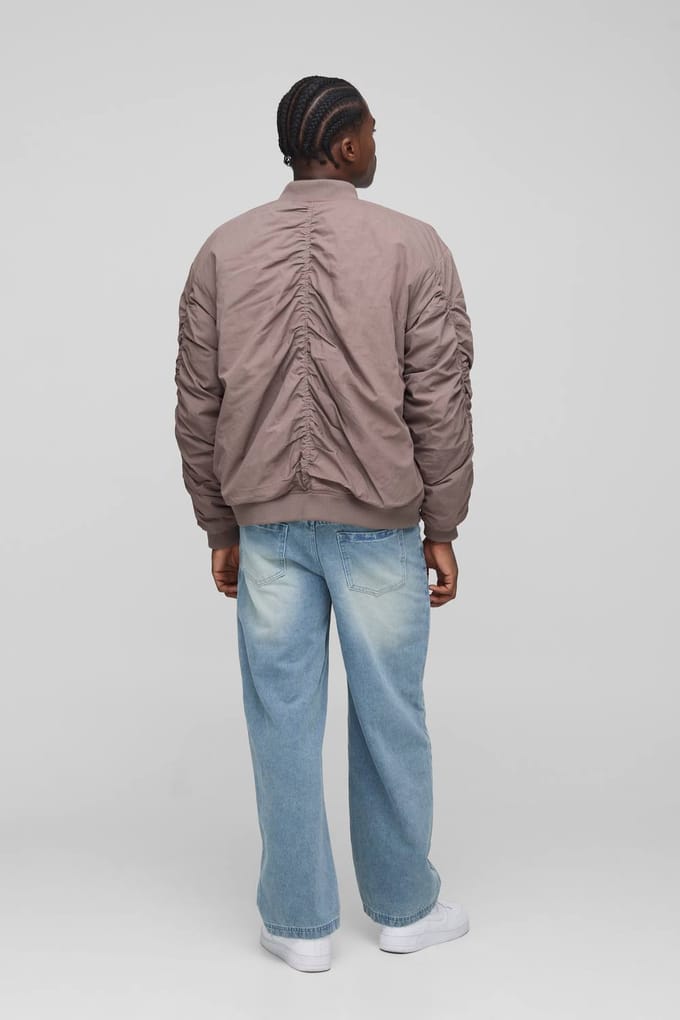 Boxy Fit Peached Geborduurde MA1 Bomber Jacket | Mauve | Size Medium