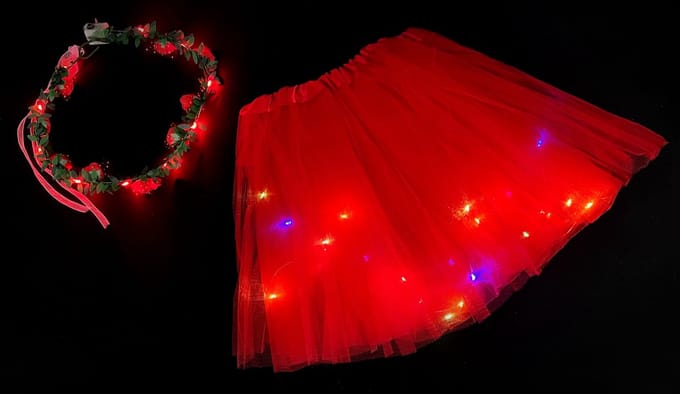 LED Rokje/Tutu en Tiara Mini Set - Rood