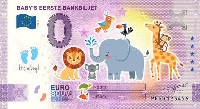0 Euro biljet 2022 - Baby's eerste bankbiljet BLAUW
