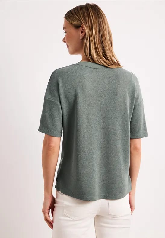 Shirt in gebreide look met V-hals