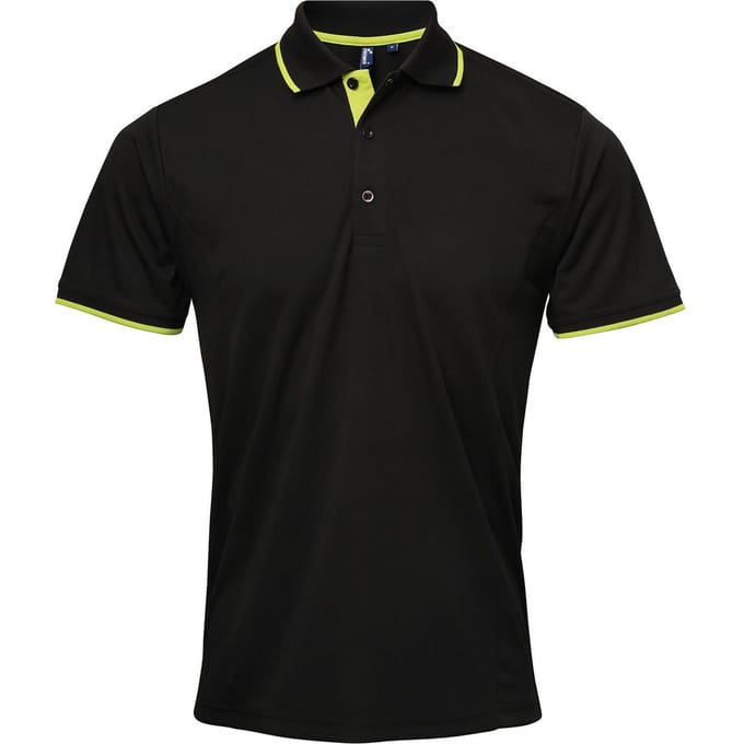 Premier Herencontrast Coolchecker Polo Shirt (Zwart/Kalk)