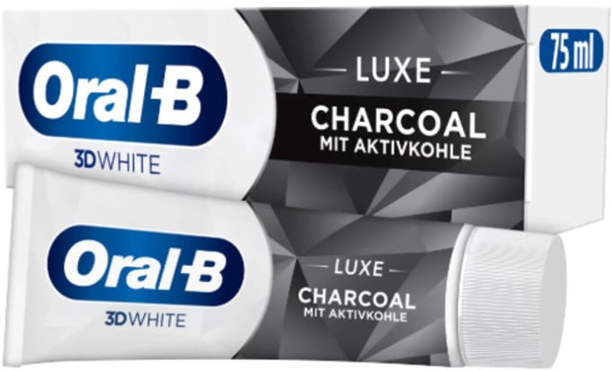 Oral-B - Tandpasta 3D White Houtskool - 12 x 75 ml - Voordeelverpakking