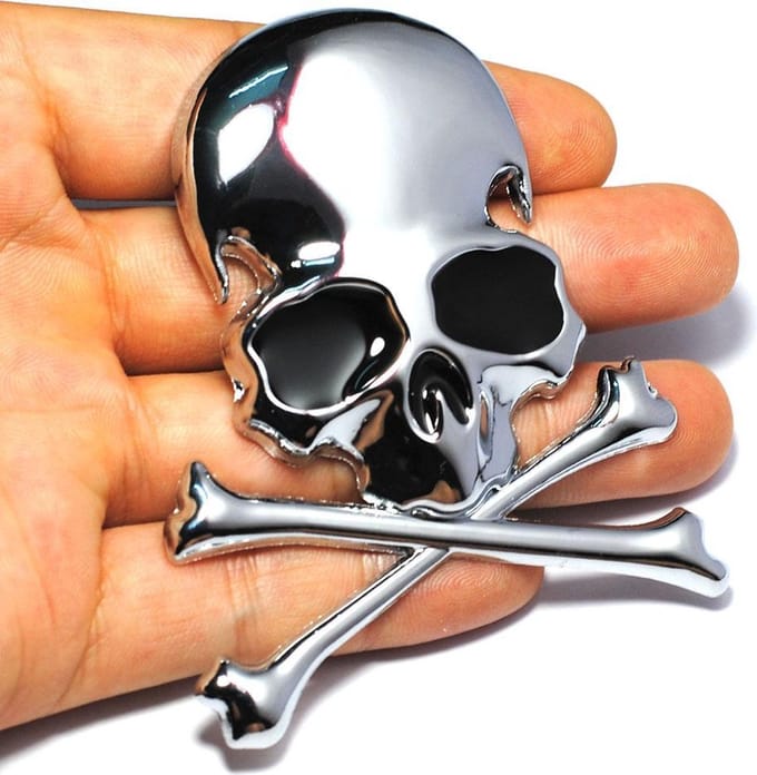 MerkIoos Skull Car Sticker - 3D Doodshoofd Decoratie - Metallic - 8,5 x 6 cm