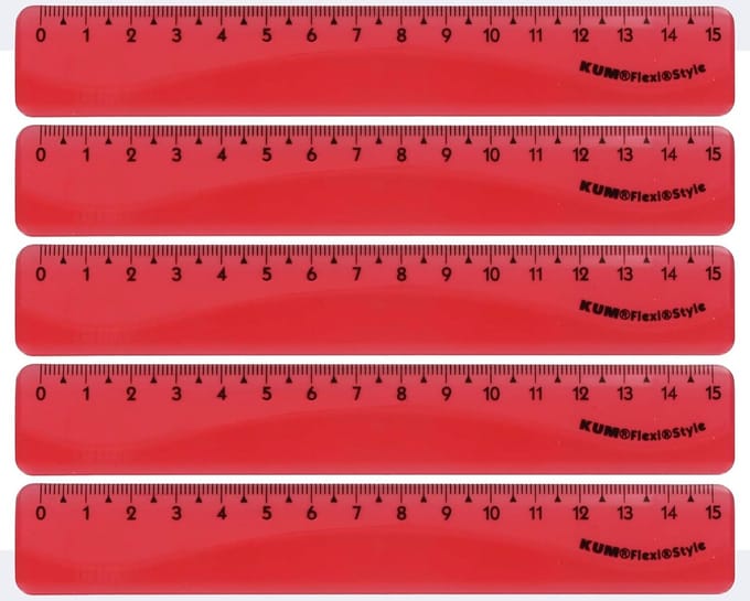 Flexibele Liniaal 15 cm Rood - Onbreekbaar School- en Kantoorbenodigdheden (5 Stuks)