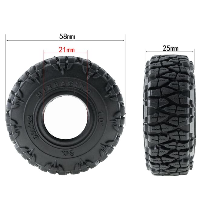 Pneus en caoutchouc pneus de voiture télécommandés 4 pièces 1.0 pouces de remplacement pour Traxxas TRX4-M Defender Bronco type 1