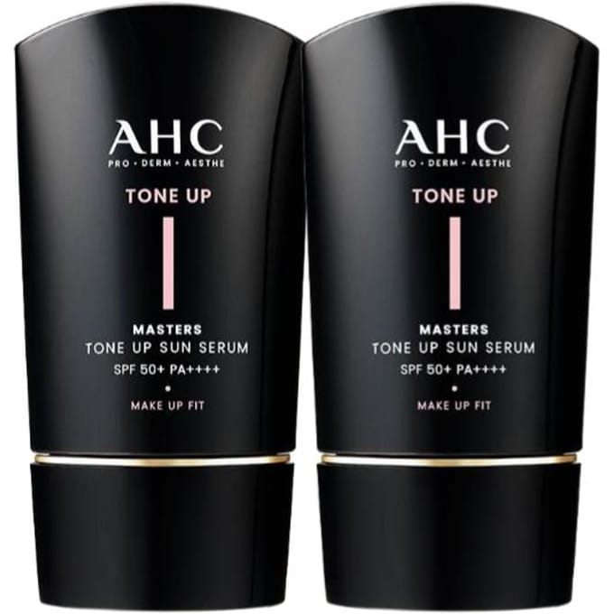 [AHC] Masters Tone-Up Sun Serum 50ml x 2 stuks Set SPF50+ PA++++ Straling & Bescherming black