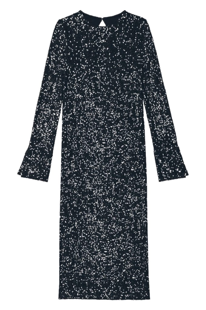 Mikuta The Black Long Sequin Dress Black Maat: M | Midi Jurken Outlet | Dames | Zwart