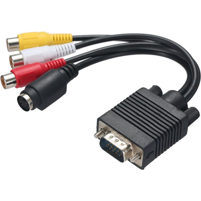 Câble convertisseur VGA vers S-Vidéo + 3 RCA noir