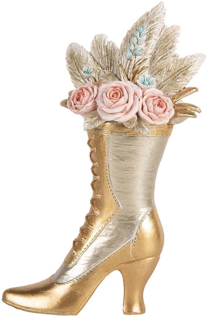 Clayre & Eef Decoratie Beeld Schoen 14x7x22 cm Goudkleurig Kunststof
