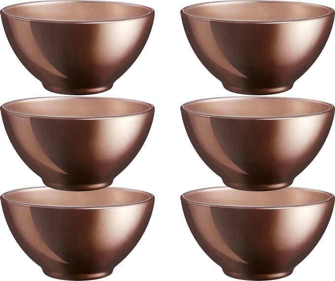 Luminarc Kommetjes/schaaltjes voor dessert/ontbijt - 2x - Glas - D13 x 6 cm - Chocolade bruin