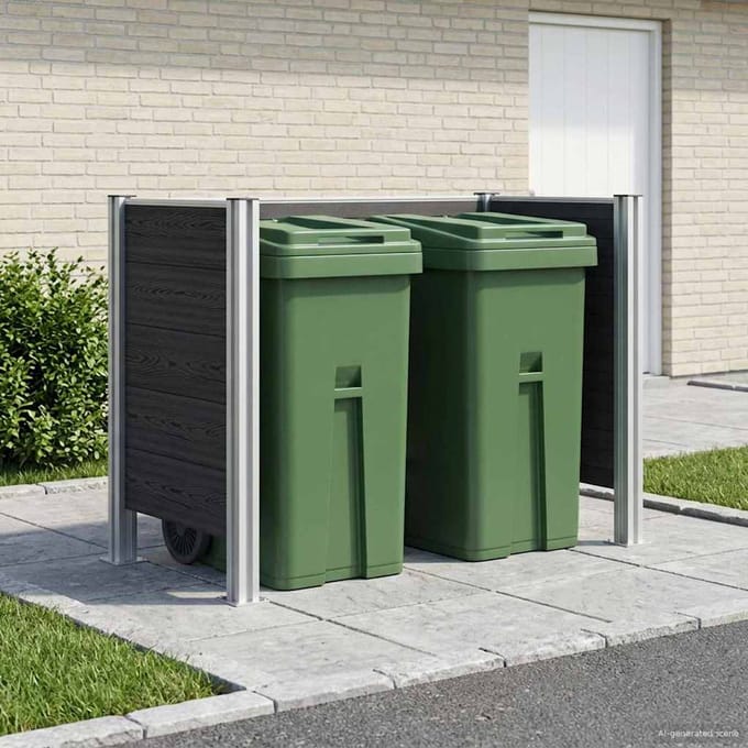 vidaXL - Afvalbak - Schutting - Grijs - 161 - x - 85 - x - 115 - cm - Aluminium - en - WPC