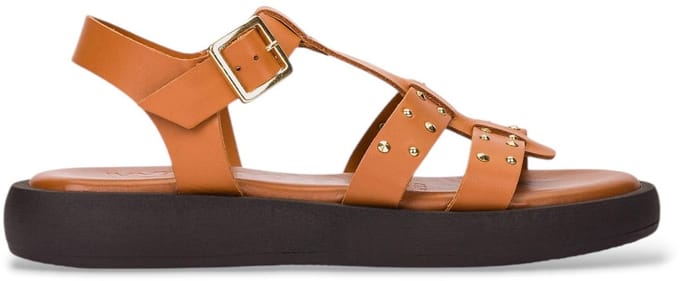 Wonders Bruine leren sandalen