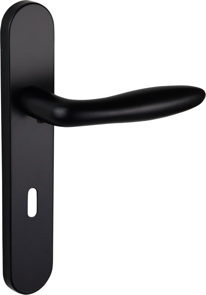 Lavuzo deurkruk Pratona Zwart met afgerond schild SL72 | Per set | Deurklink met schild