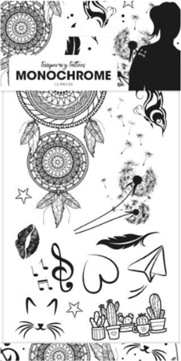 tempory tattoos - zwart wit - plaktattoo
