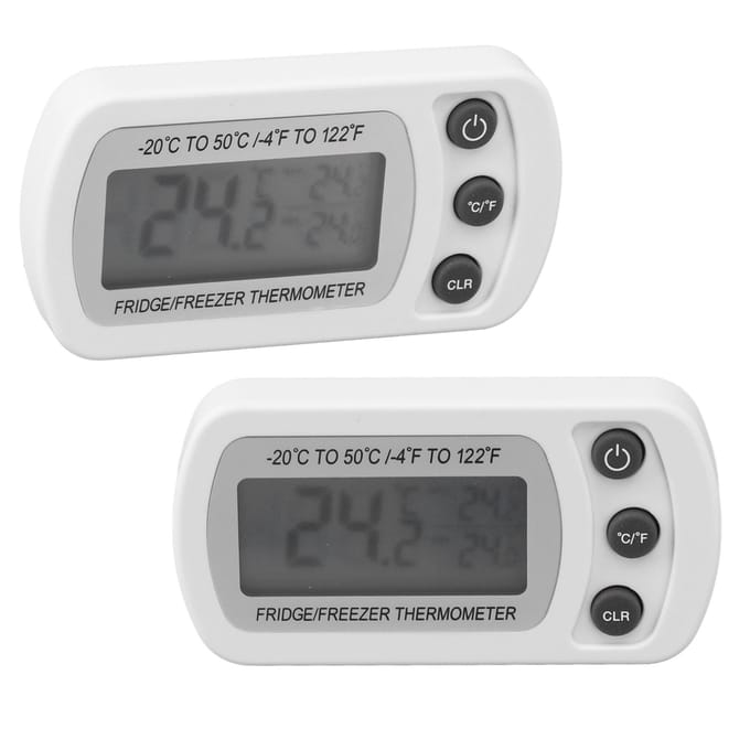 2 stuks Waterdichte Digitale Koelkast Thermometer -20~50 graden Celsius Digitale Vriezer Thermometer Wit gray