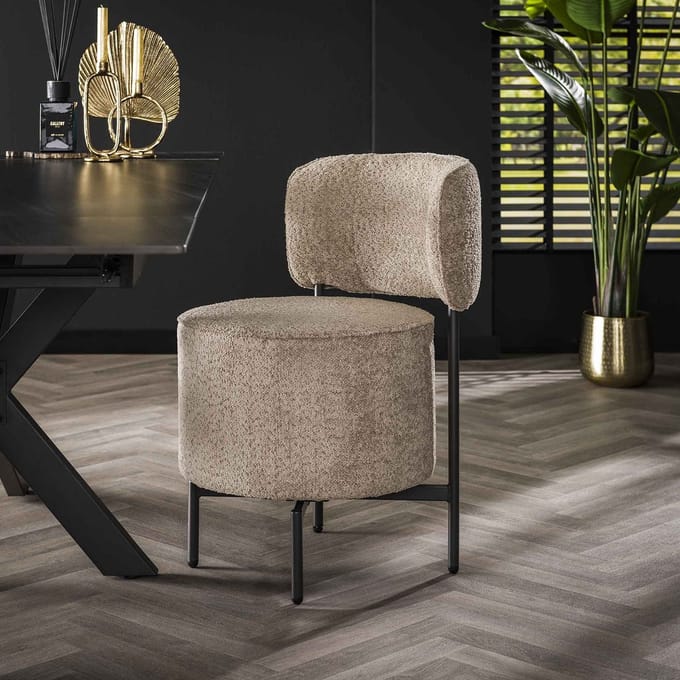 Set van 2 Draaibare Eetkamerstoelen Bouclé Lima - Rond - Zonder Armleuningen Grijs