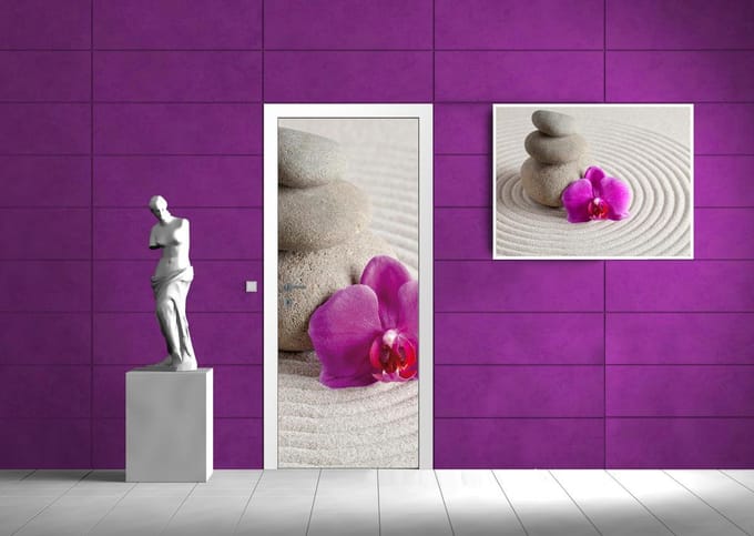 Deursticker Muursticker Stenen, Zen | Paars | 91x211cm