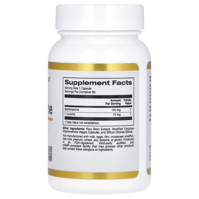Benfotiamine met L-Leucine, 150mg, 90 Vegetarische Capsules
