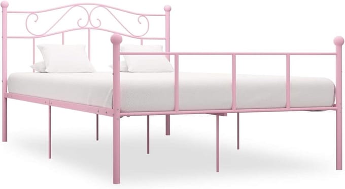 Metalen eenpersoonsbedframe met lattenbodem 120 x 200 cm Roze