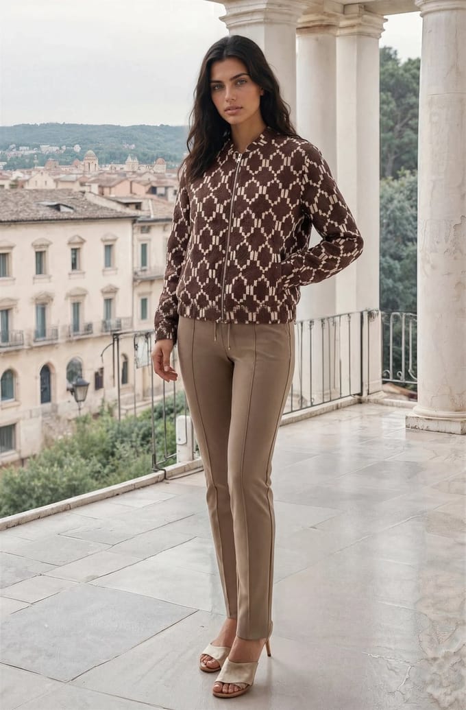 MI PIACE - Travel Jacket Ikat Print 202463 Espresso - Maat : S