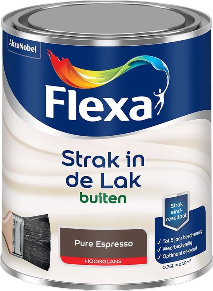 Flexa - Strak In De Lak Buitenlak Hoogglans - Pure Espresso - Mengverf - 750 Ml