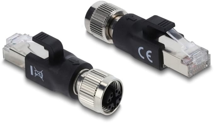 M12 8-pins X-gecodeerd (v) - RJ45 (m) industriële netwerkadapter | CAT6 | PVC