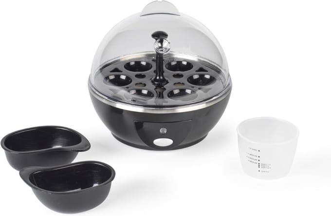 QORA® Eierkoker electrik - Eierkoker - Eierkoker met timer - Zwart - ‎16cm x 16cm x 16cm