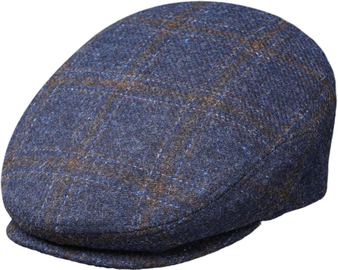 Flatcap winter pet wol met patroon blauw maat 54