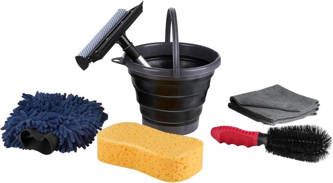Auto Poets Set - Reinigingskit - Auto Onderhoud - Compleet 7-delig - 3 Liter Bucket - Rood Wit