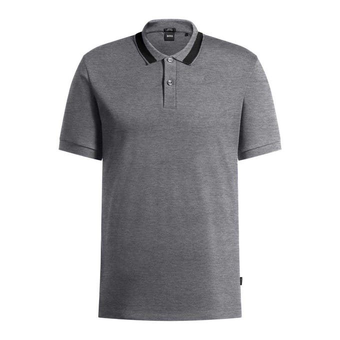 Boss Heren Melange Regular Poloshirt (Medium Grijs)
