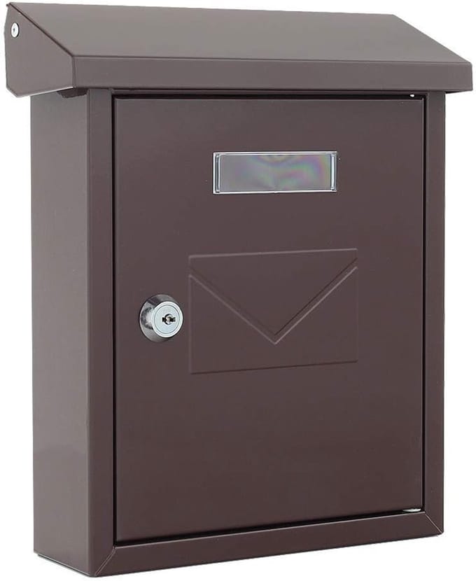 Brievenbus Bruin - Postbak - Post Ontvangen - Cilinderslot Inclusief - 25x21x7 cm - Bruin