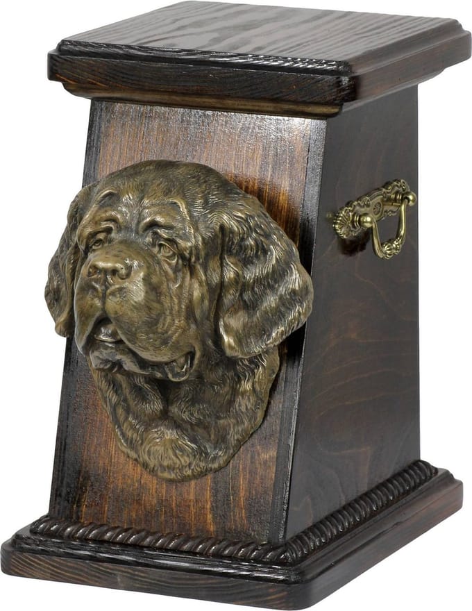 Elegante urn voor hondenas met beeld van St. Bernard hond