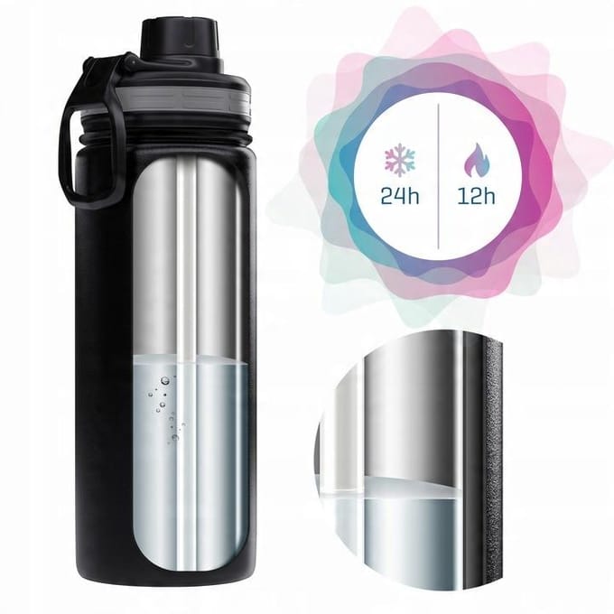 Wessper Steeline ActiveMax Thermosfles 700 ml - Zwart