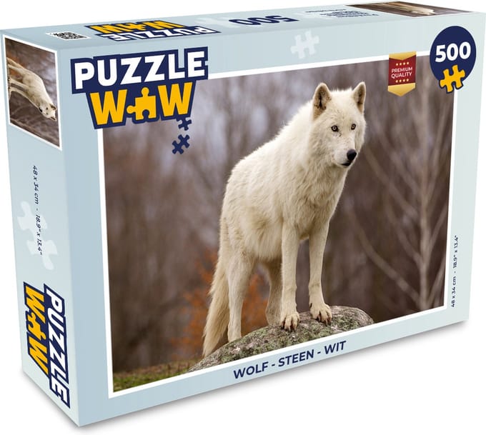 Puzzel Wolf - Steen - Wit - Legpuzzel - Puzzel 500 stukjes