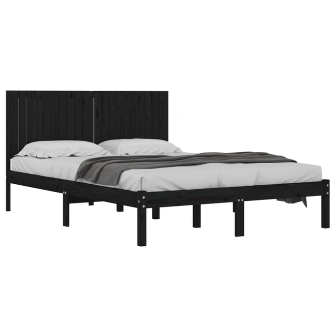 vidaXL - Bedframe - massief - grenenhout - zwart - 200x200 - cm