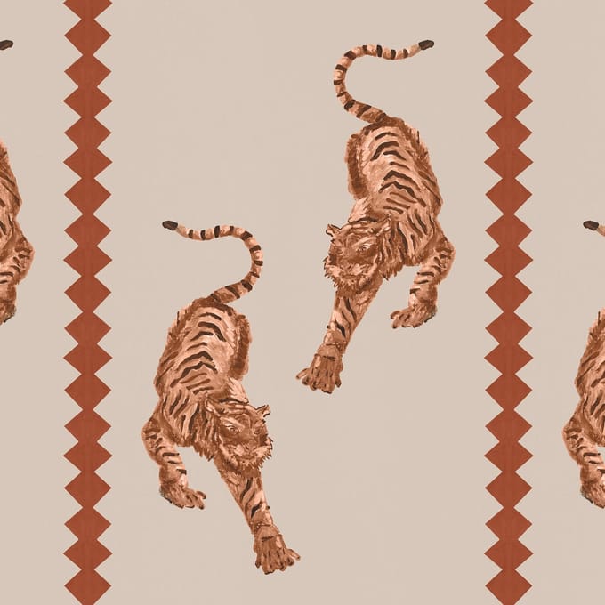 Behang Tiger Panthera terracotta